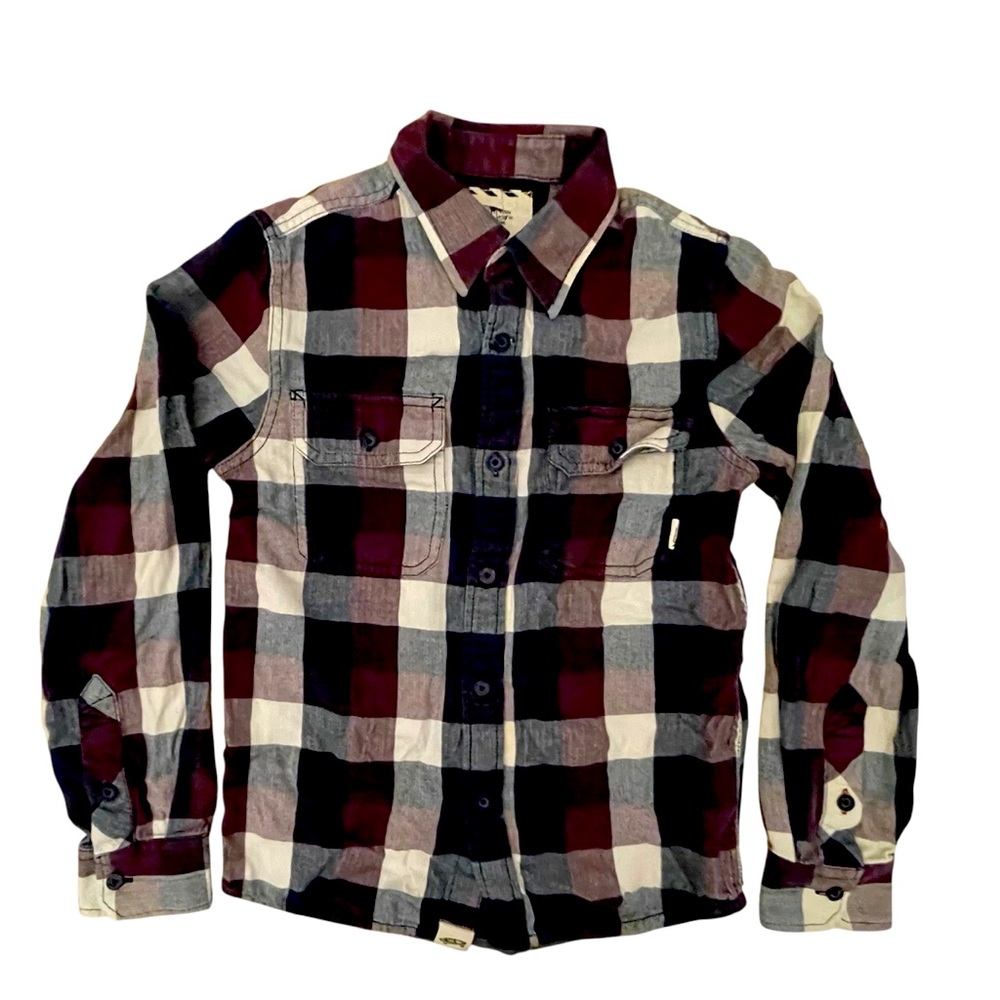 Kids Plaid Button-Up Shirt - Red, Black, and White